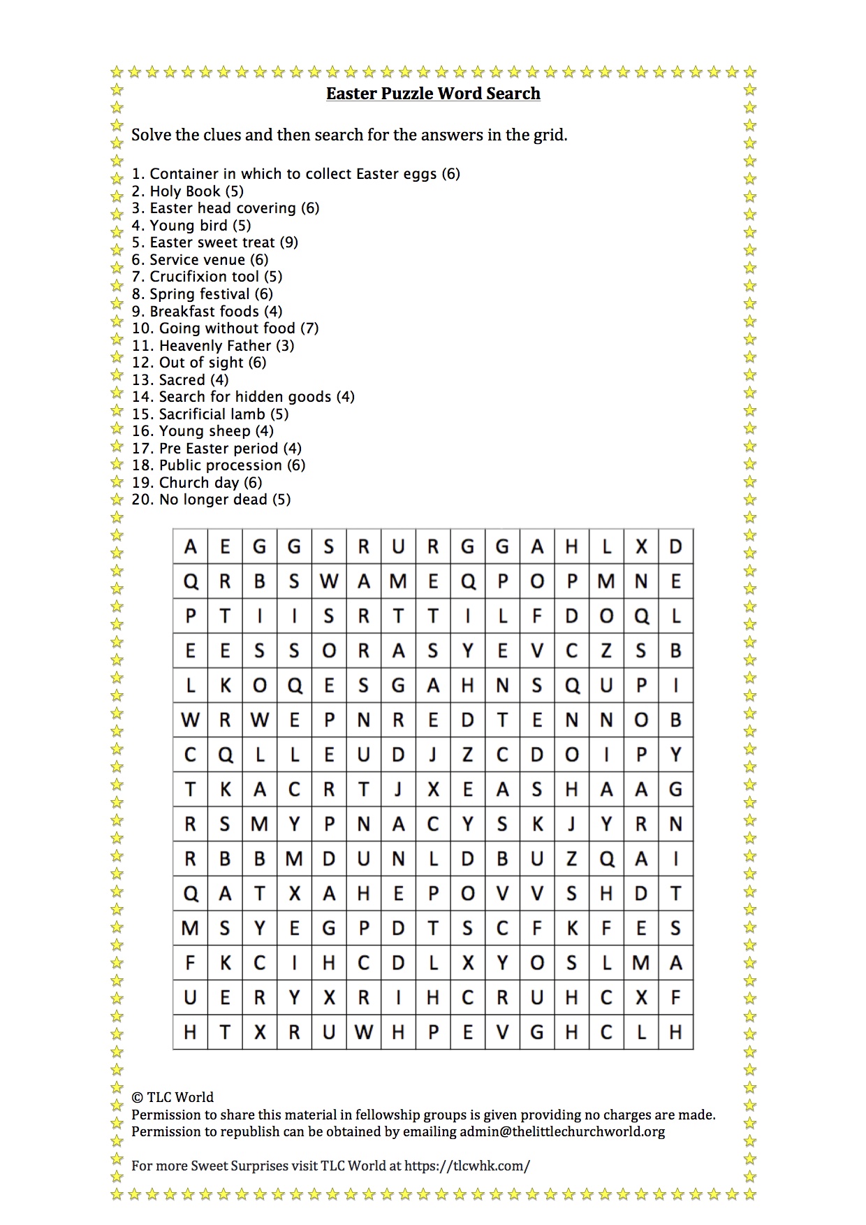 Easter Puzzle Word Search